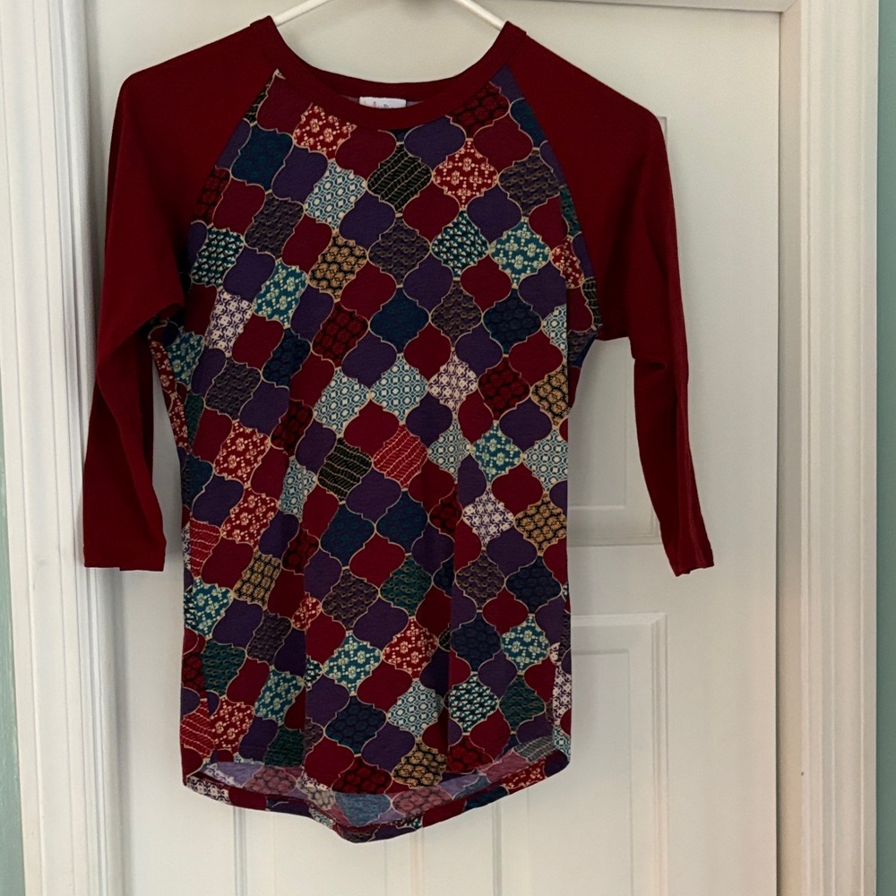 LuLaRoe Multicolor Patchwork Long Sleeve Top